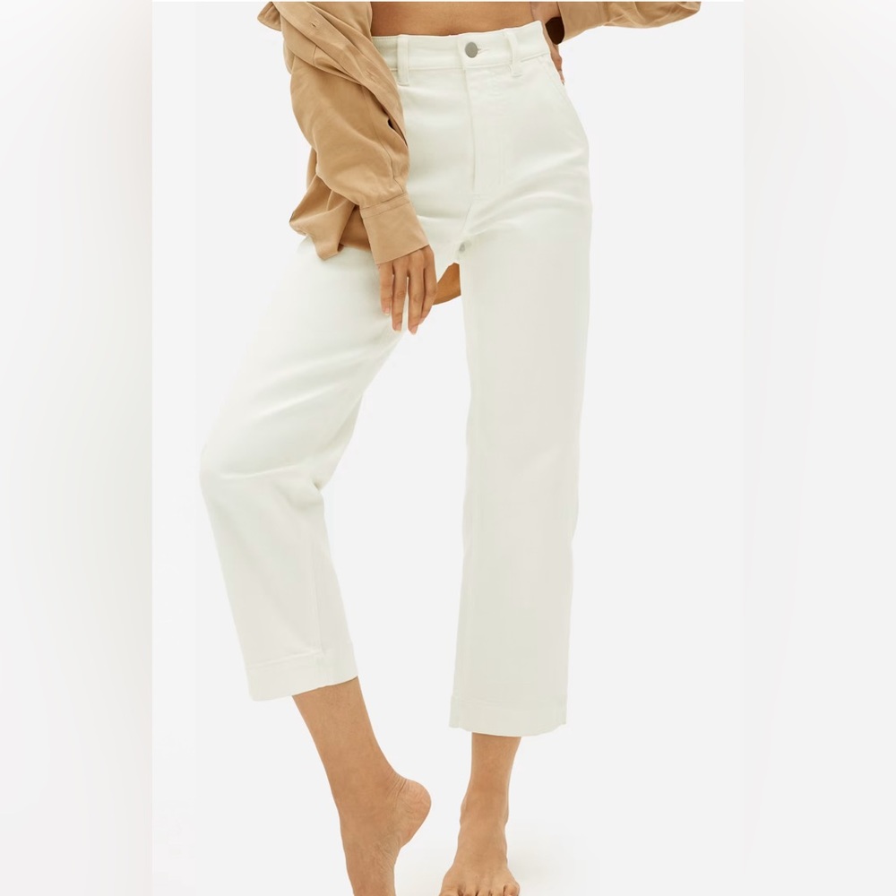Everlane straight leg cropped pants in color “Bone” size 2